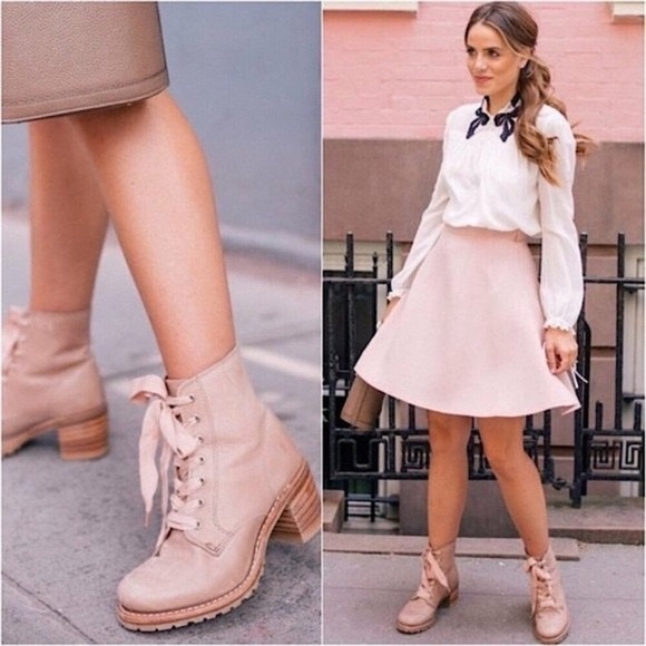 RARE Frye Sabrina 6G Lilac Pink/Cream Leather Lace Up Cute Heeled Ankle Booties - Picture 11 of 11